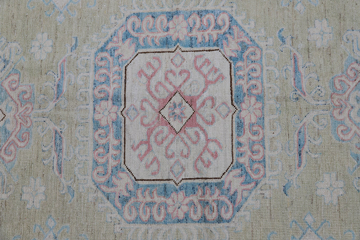 5x7 Ariana Kazak Hazara Rug - Blue Green Brown Wool Area Rug