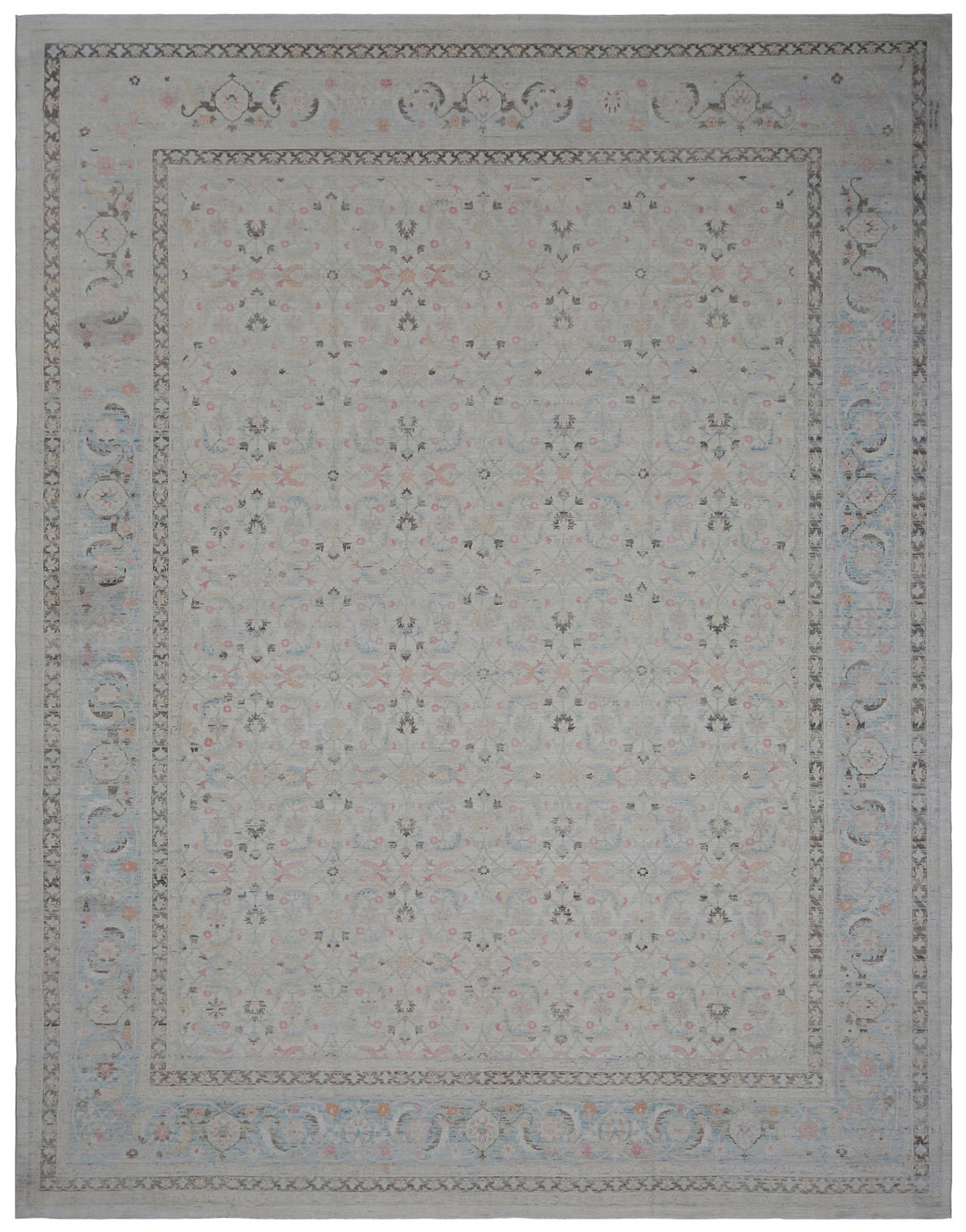 10'x13' Ariana Luxury Fine Tabriz Design Earth Tone Ivory Blue Rose Large Size Rug
