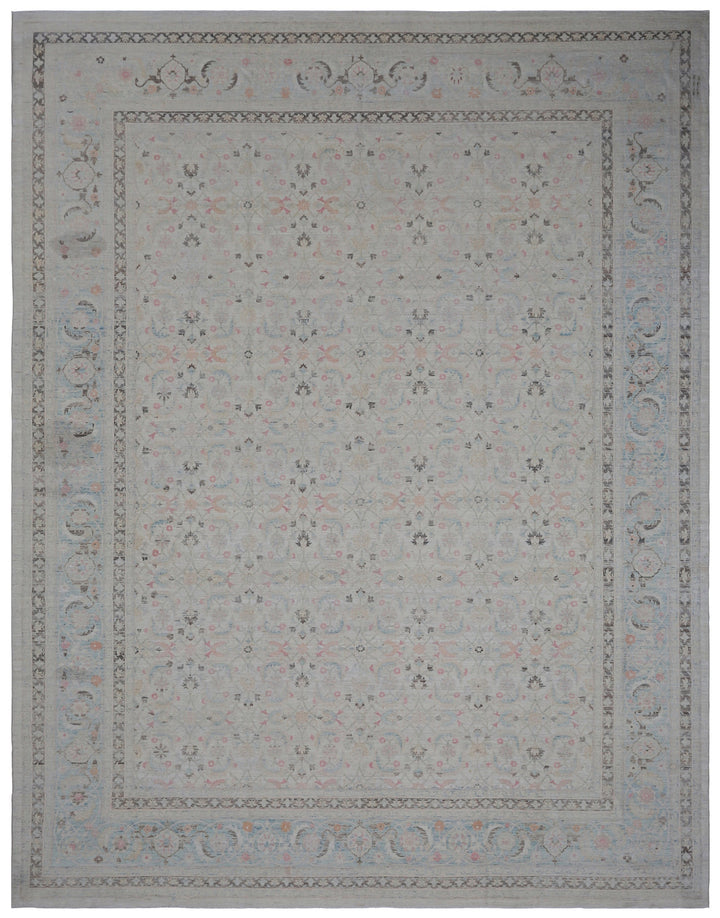 10'x13' Ariana Luxury Fine Tabriz Design Earth Tone Ivory Blue Rose Large Size Rug