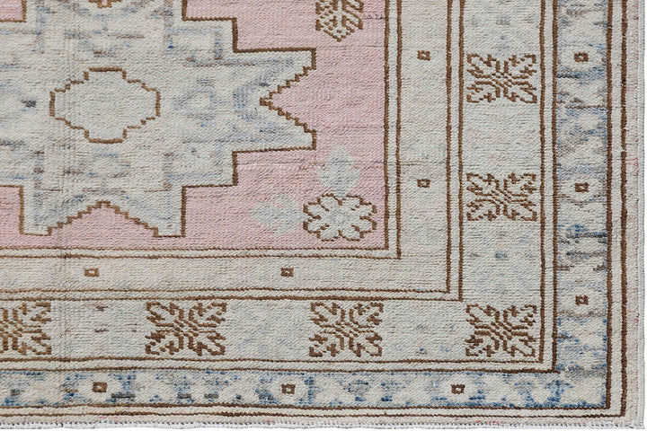 3'x11' Ariana Kazak Design Pink Ivory Blue Hazara Hand Knotted Wool Runner Rug