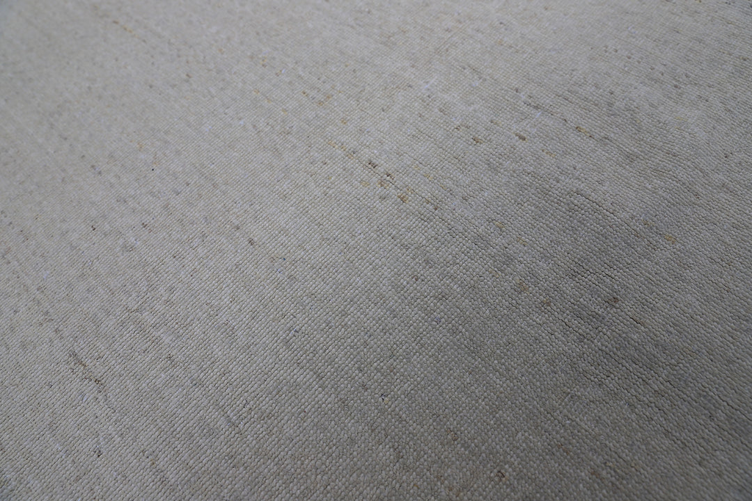 9'x12' Wool Area Rug | Pale Color |Ariana Geometric Design Off White Ivory Rug