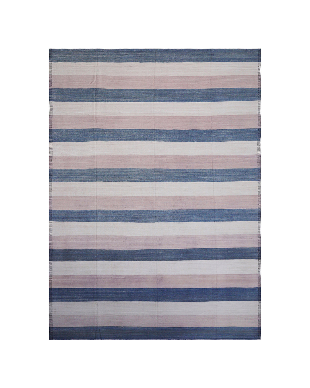 12'x17'Extra Large Striped Blue Tan and Ivory Ariana Handmade Kilim Rug