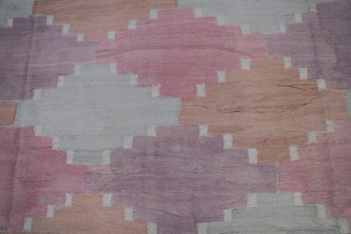 13'x14' Ariana Pink and Purple Geometric Plaid Kilim Area Rug