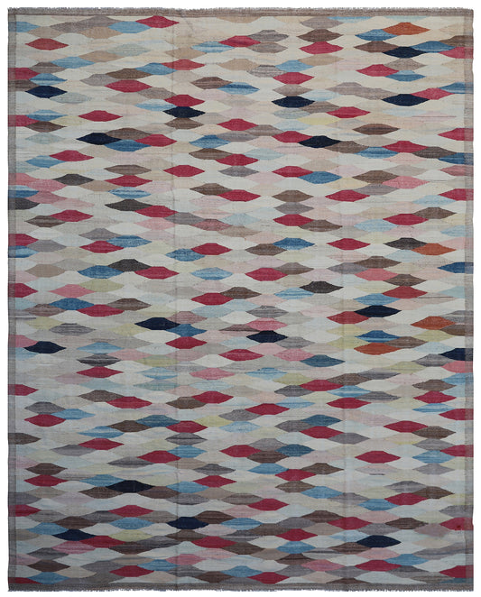 9'x12' Ariana Multi-Color Geometric Flat Weave Kilim Area Rug