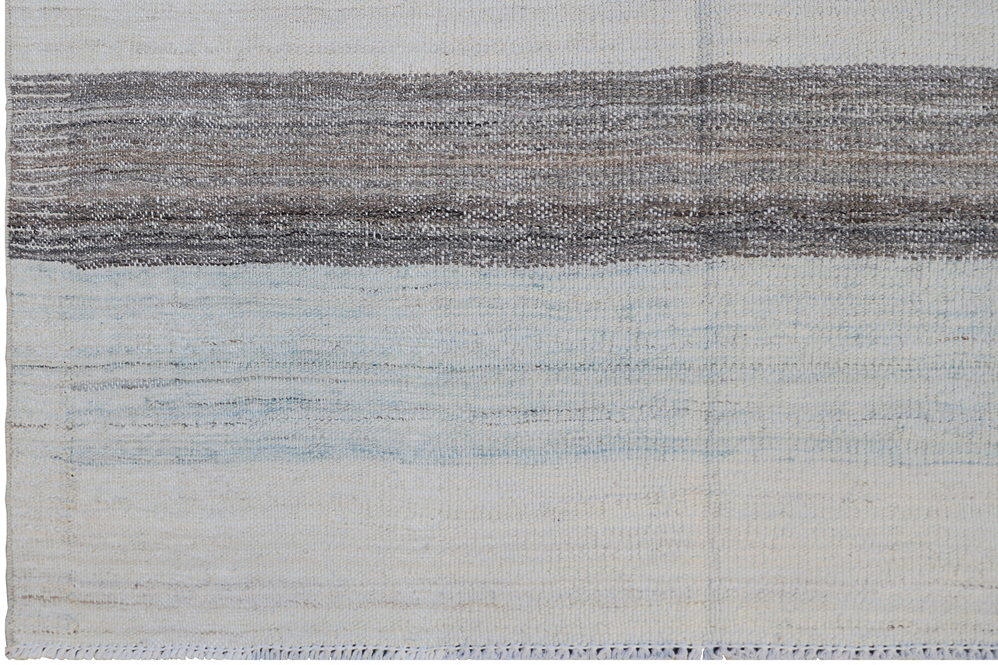 8'x11' Ariana Blue Ivory and Brown Striped Kilim Area Rug