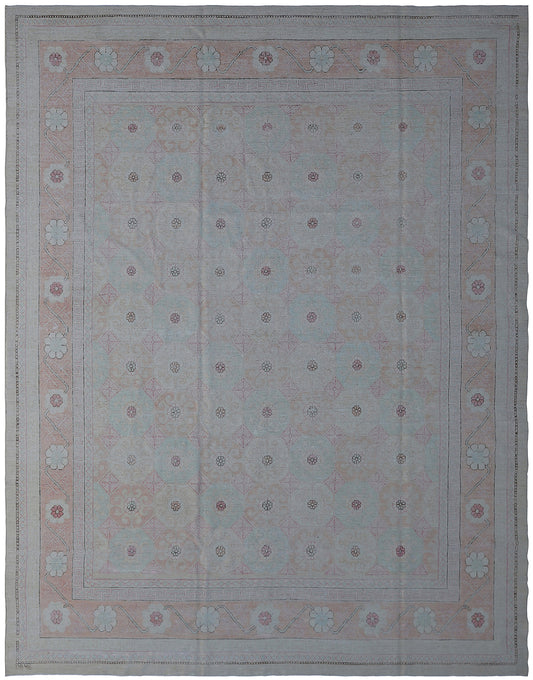 9'x11' Ariana Samarkand Design Ivory Pink Geometric Rug