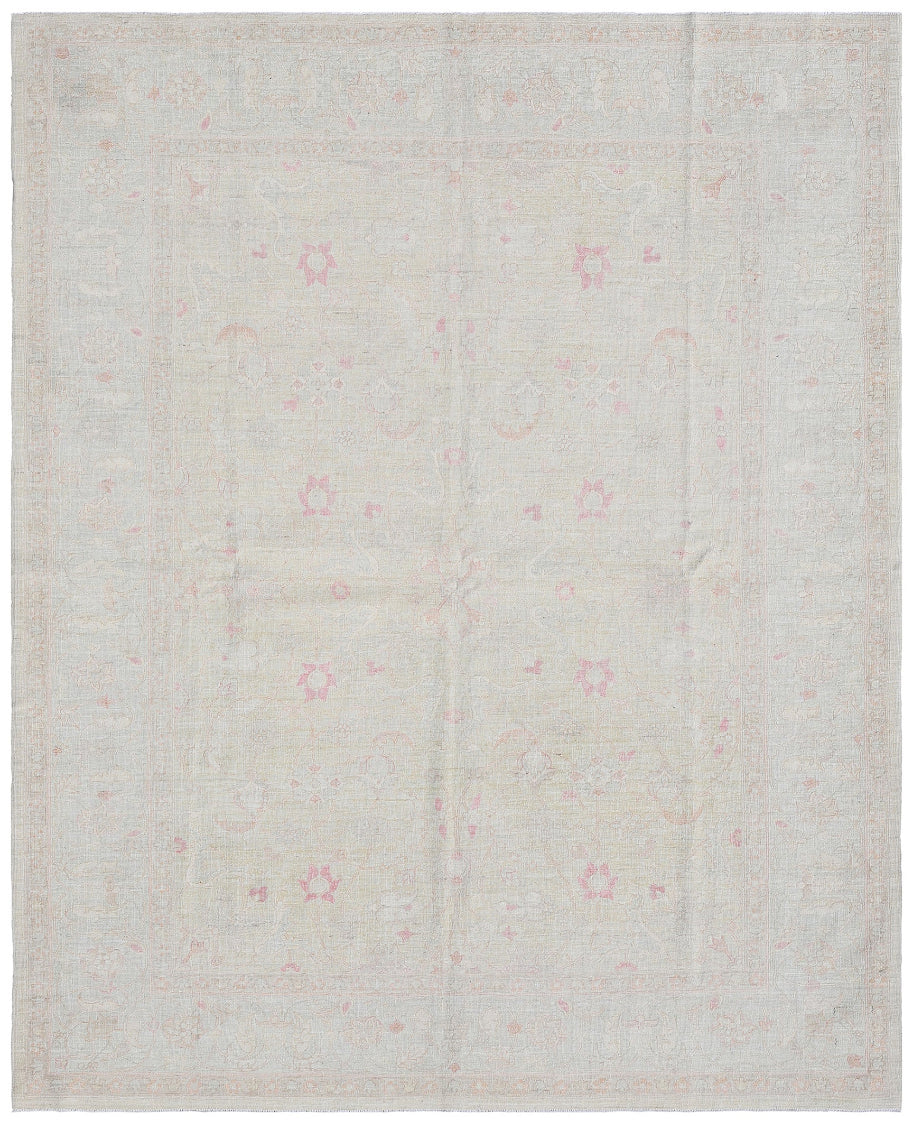 5'x7' Ariana Fine Floral Light Ivory Pink Pastel Blue Silk Highlight Rug