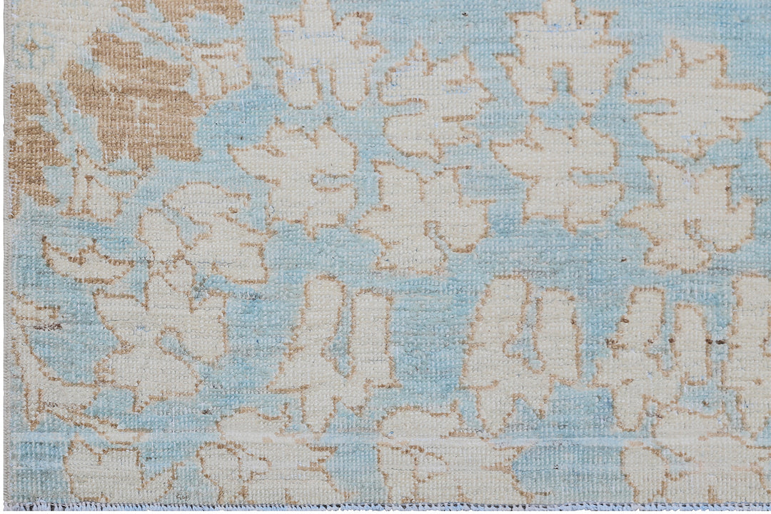 4'x6' Ariana Small Floral Transitional Blue Ivory Hand Knotted Wool Rug