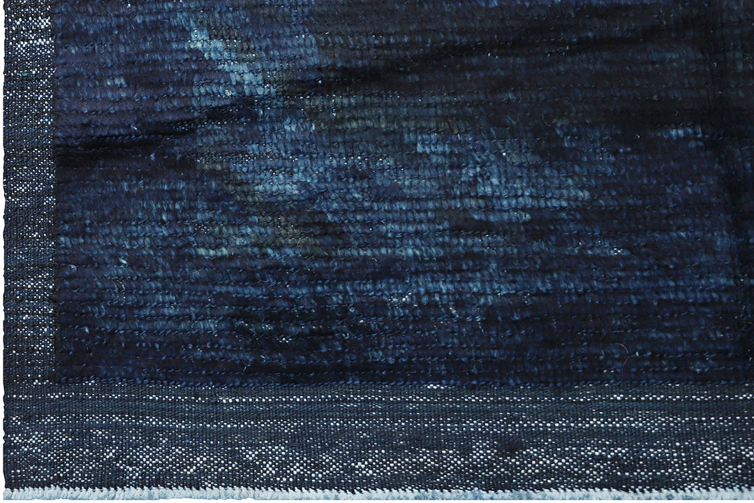 8'x11' Ariana Moroccan Style Solid Deep Blue Overdyed Barchi Rug