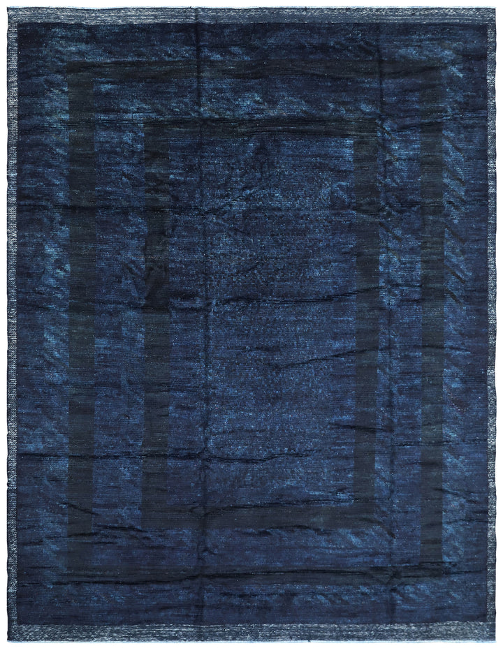 8'x11' Ariana Moroccan Style Solid Deep Blue Overdyed Barchi Rug