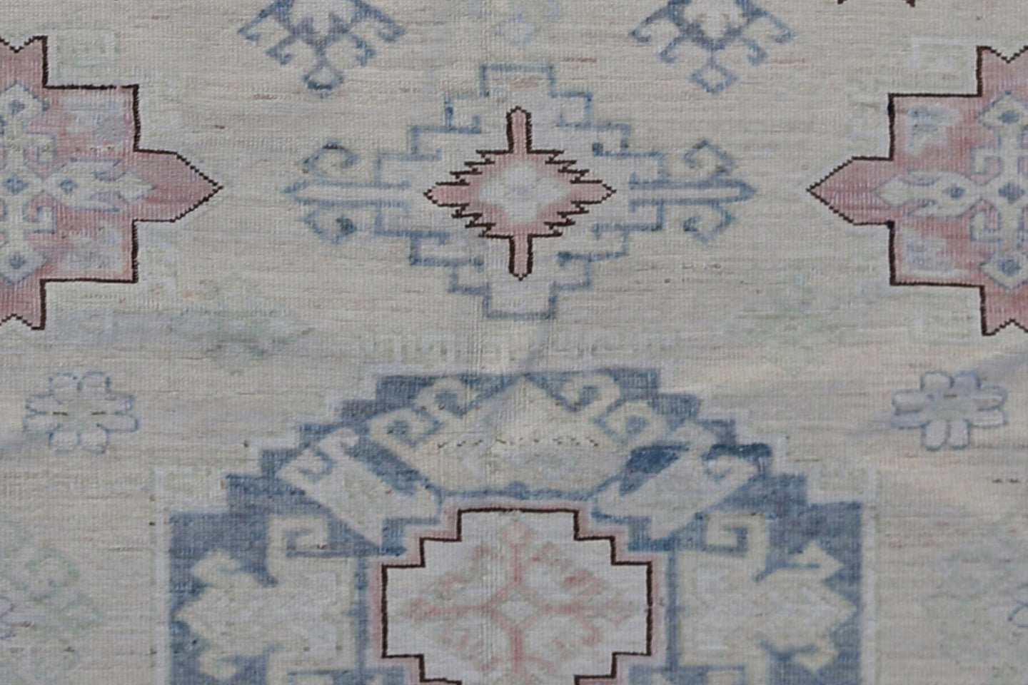 6'x7' Ariana Caucasian Design Ivory Blue Hazara Rug