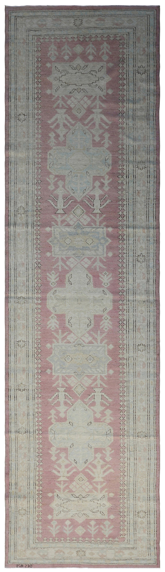 3'x10' Ariana Kazak Design Pink Ivory Blue Hazara Runner Rug