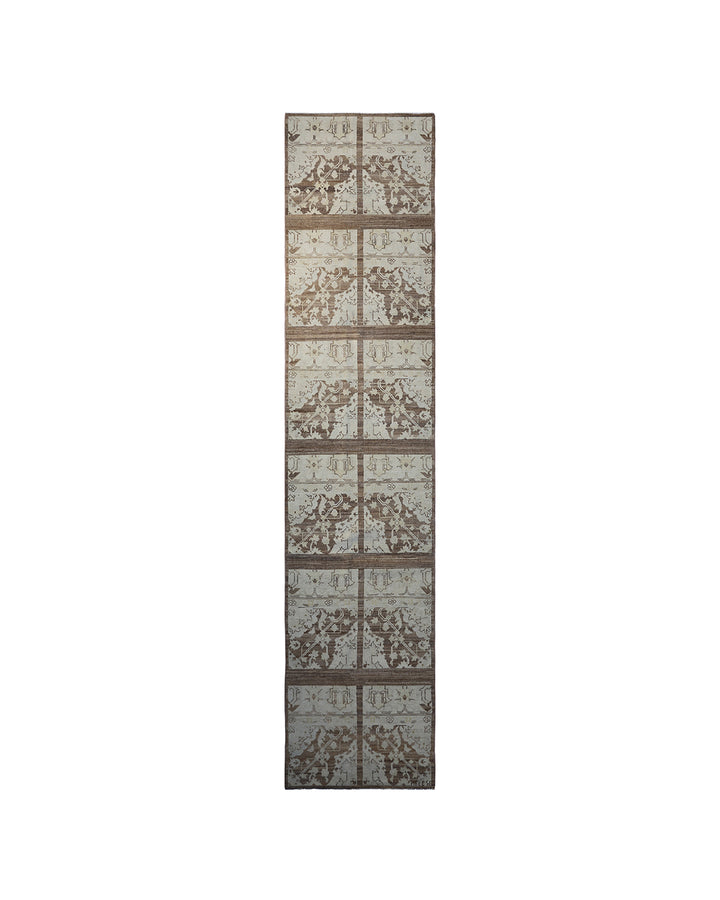 2'x11' Ariana Transitional Brown & White Runner Rug