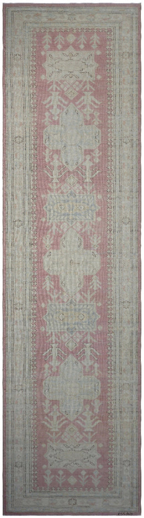 3'x10' Ariana Caucasian Pink Ivory Hazara Runner Rug