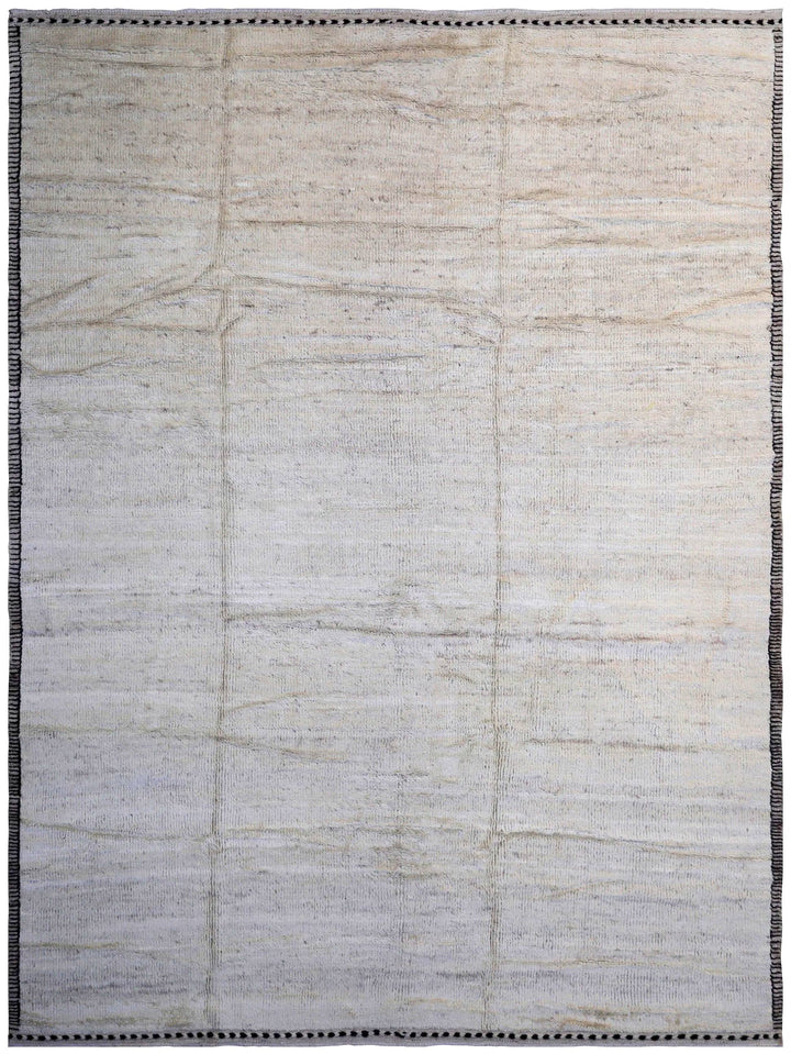 9'x12' Ariana Moroccan Style Plain Solid Ivory Barchi Rug