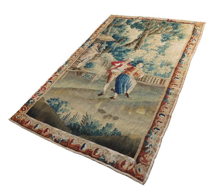 4'x7' 18th Century Flemish French Aubusson Tapestry