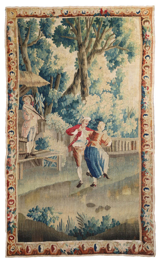 4'x7' 18th Century Flemish French Aubusson Tapestry
