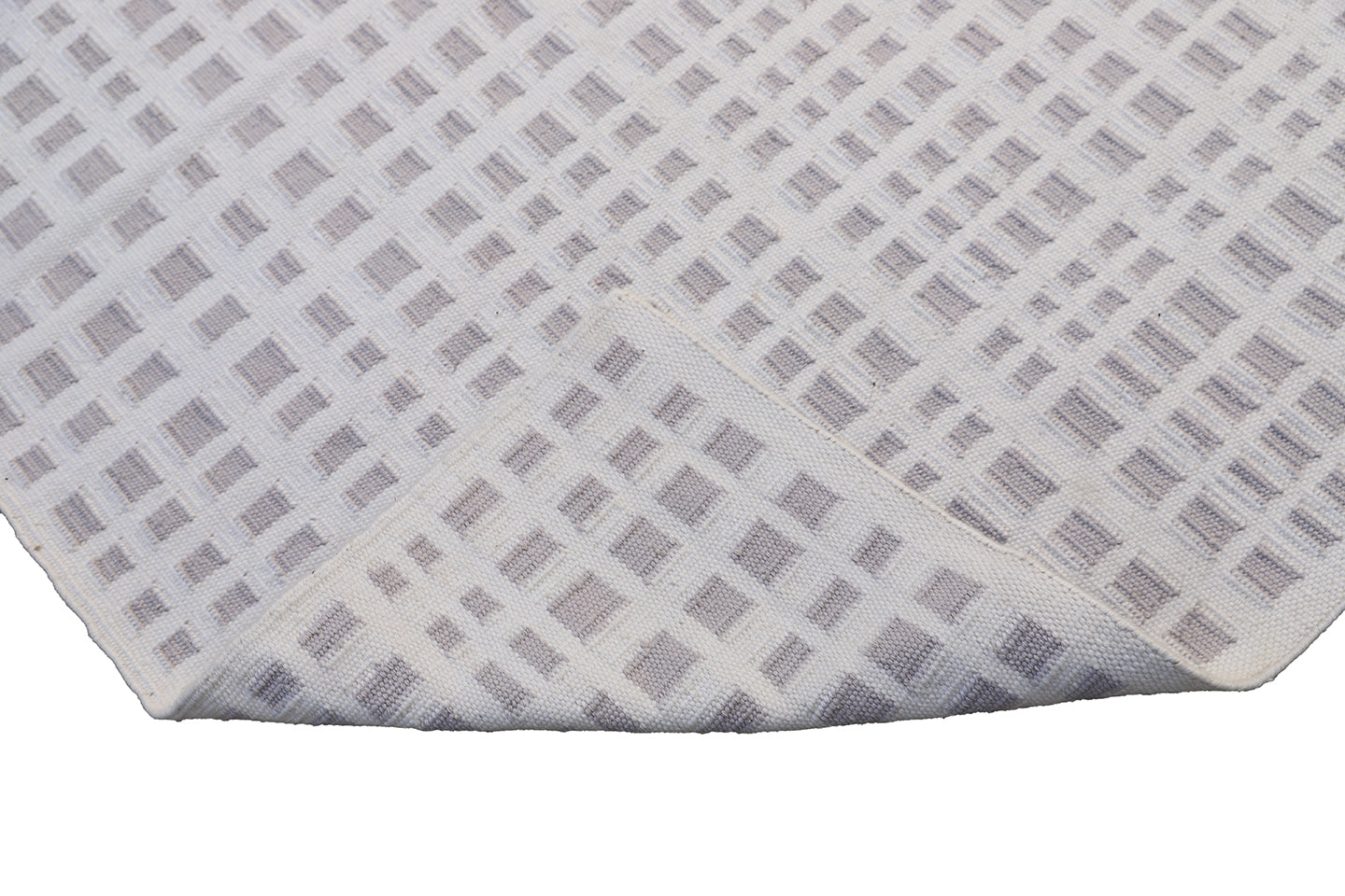 5'x7' White and Move Grid Design Fine Handwoven Ariana Outdoor Kilim