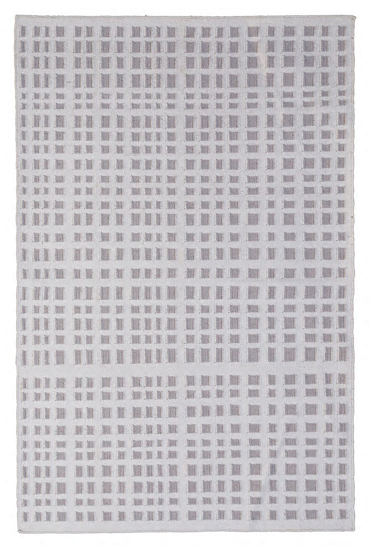 5'x7' White and Move Grid Design Fine Handwoven Ariana Outdoor Kilim