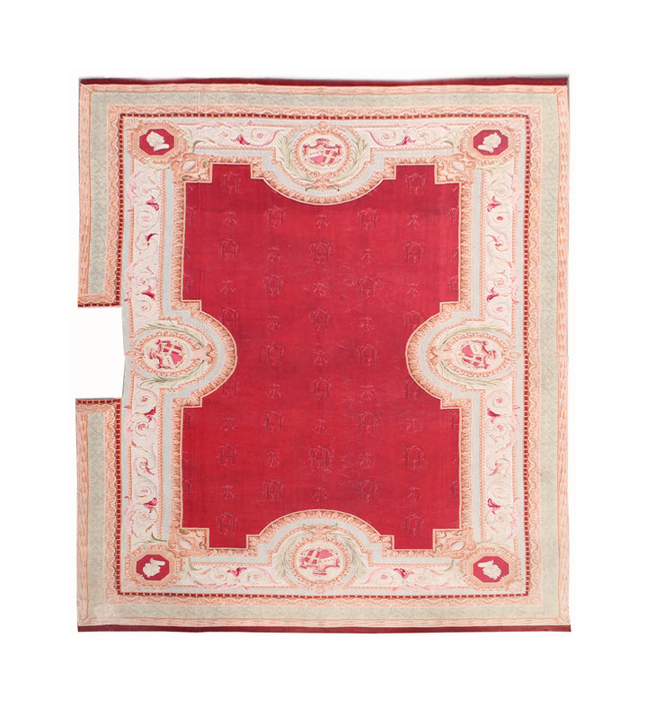 21'x30' Antique French Aubusson | Large Red Aubusson Rug