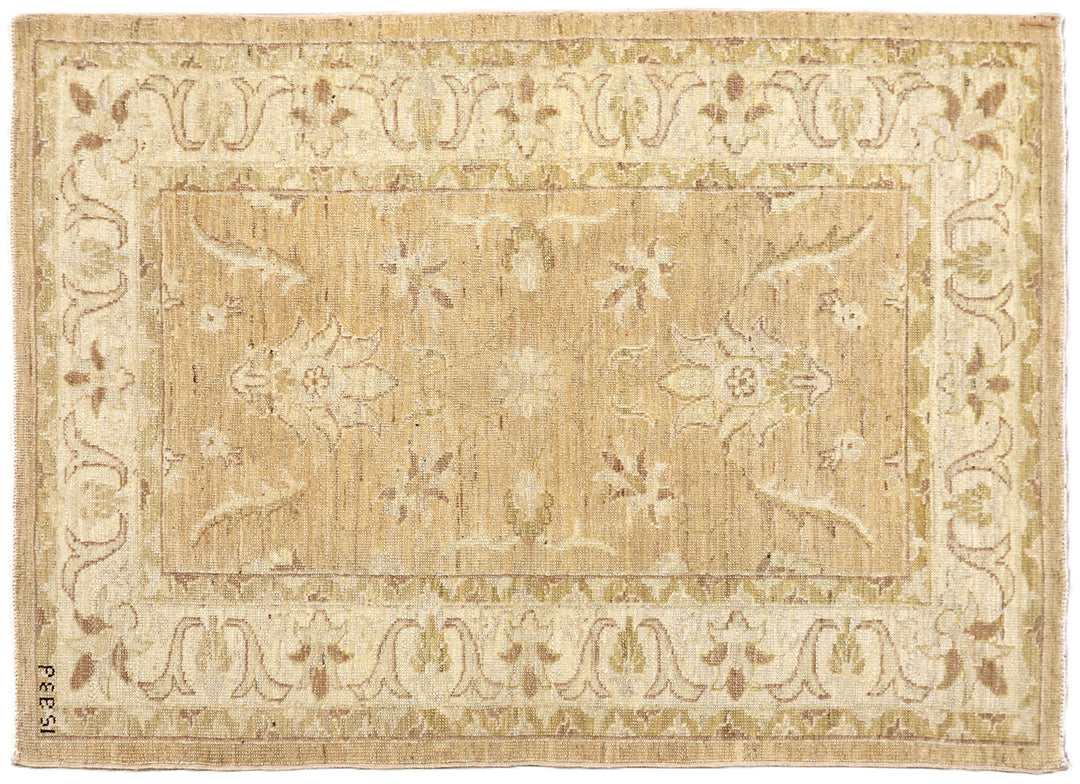 2'x4' Ariana Traditional Persian Floral Area Rug – Soft Tan & Camel Vintage Wash