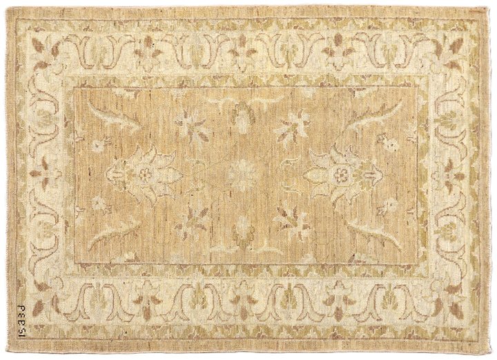 2'x4' Ariana Traditional Persian Floral Area Rug – Soft Tan & Camel Vintage Wash