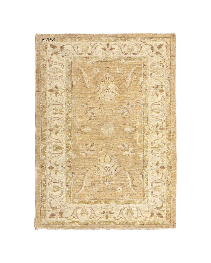 2'x4' Ariana Traditional Persian Floral Area Rug – Soft Tan & Camel Vintage Wash