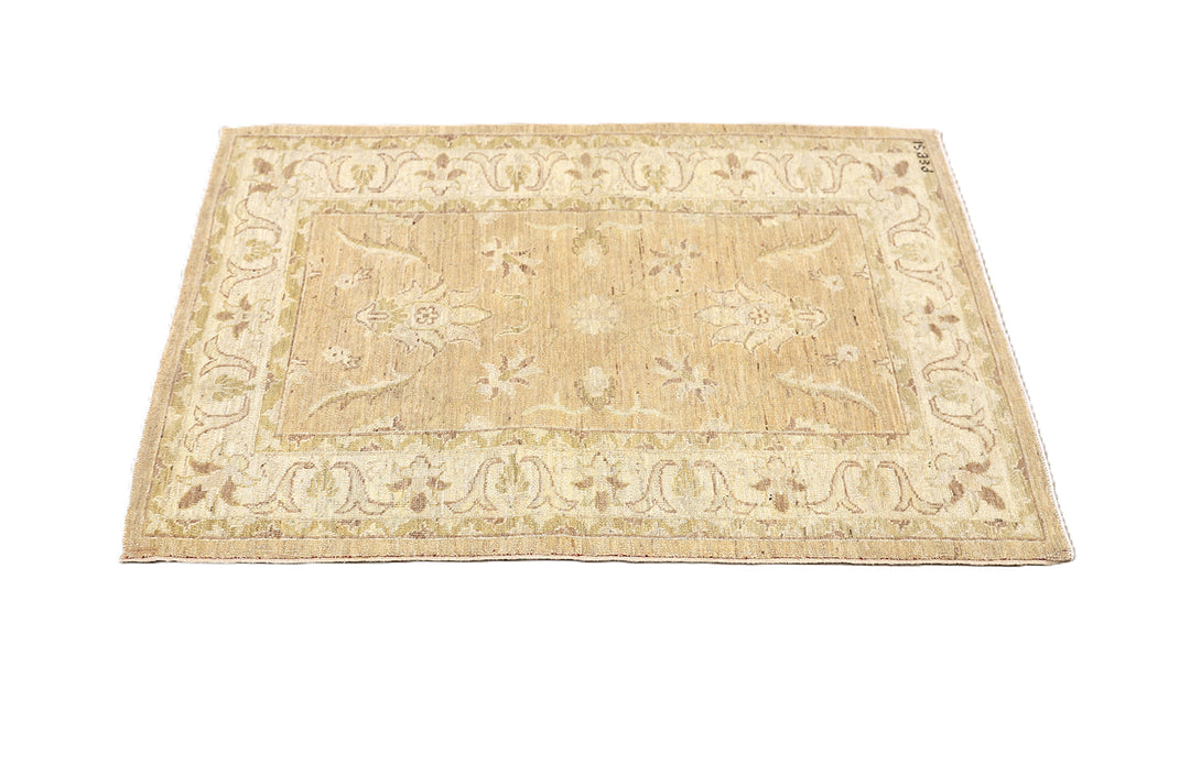2'x4' Ariana Traditional Persian Floral Area Rug – Soft Tan & Camel Vintage Wash