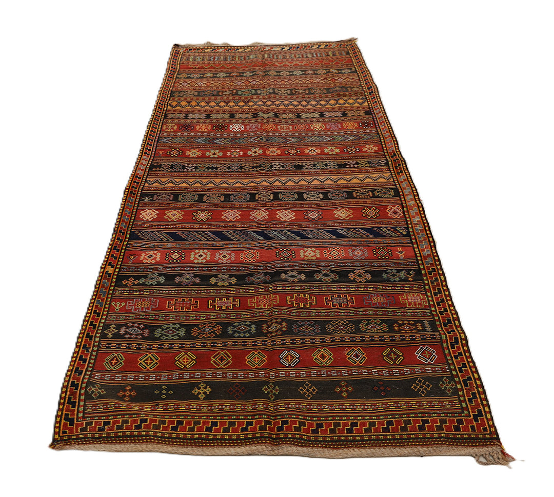 5'x12' Vintage Tribal Kilim | Persian Kurdish Hand-Woven Kilim