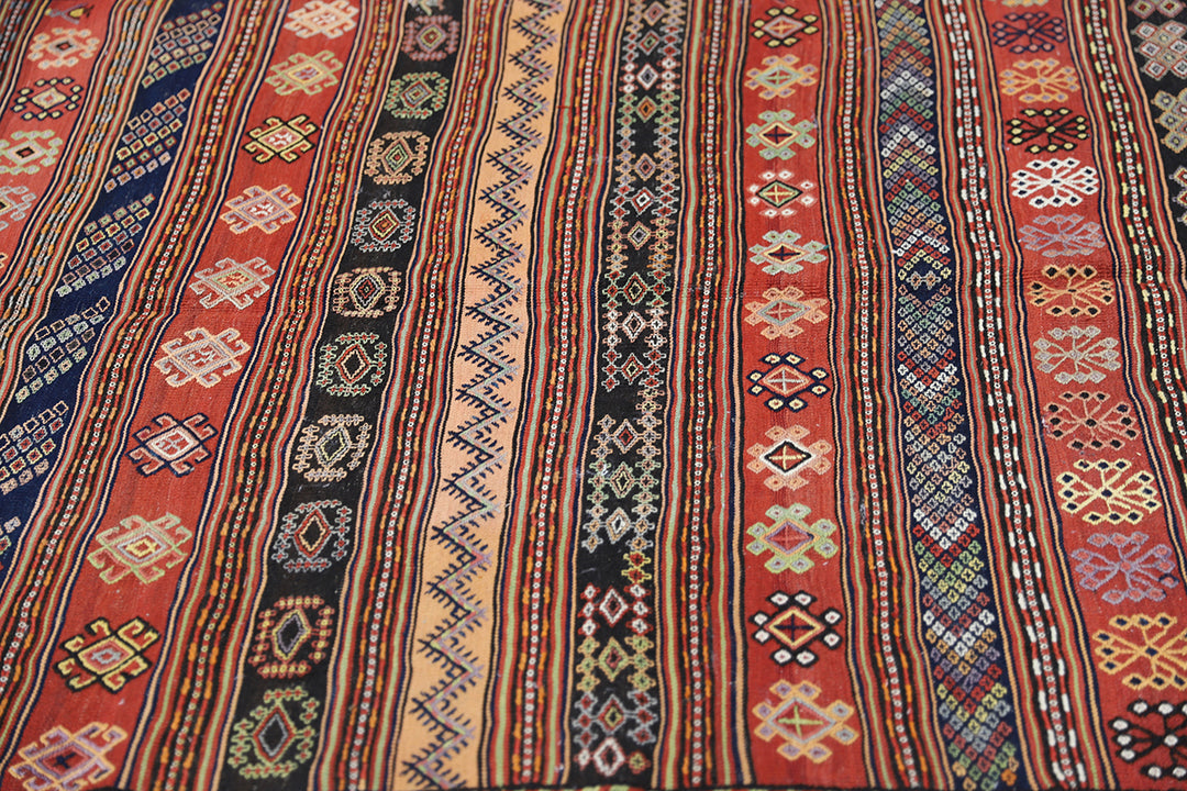 5'x12' Vintage Tribal Kilim | Persian Kurdish Hand-Woven Kilim