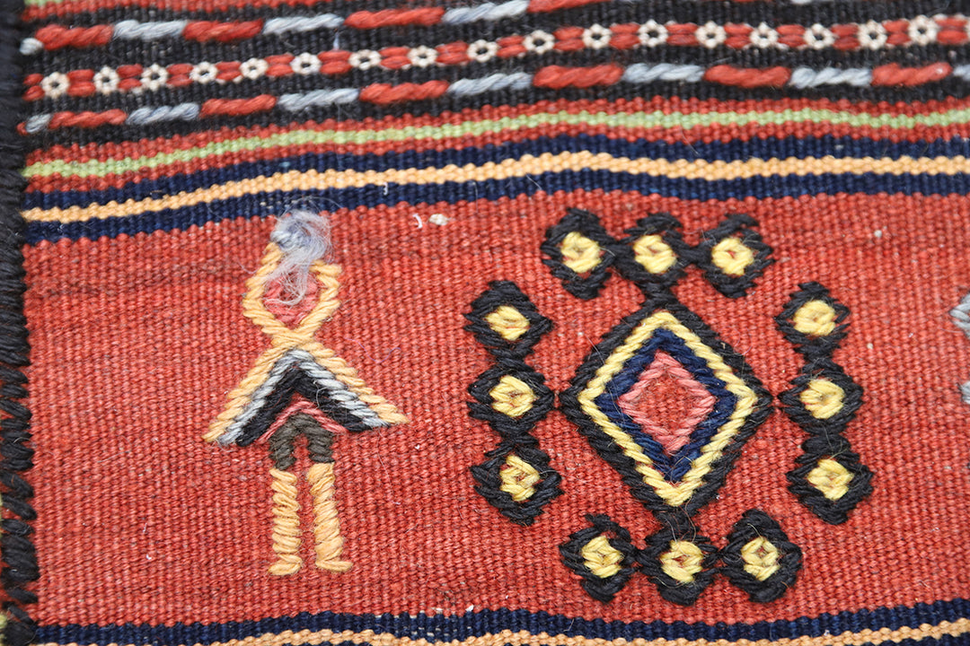 5'x12' Vintage Tribal Kilim | Persian Kurdish Hand-Woven Kilim