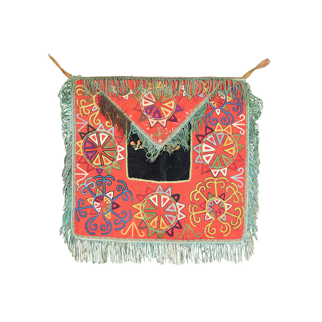 2'x2' Antique 19Th. Century Hand Embroidered Uzbek Mirror Bag Lakai Susani