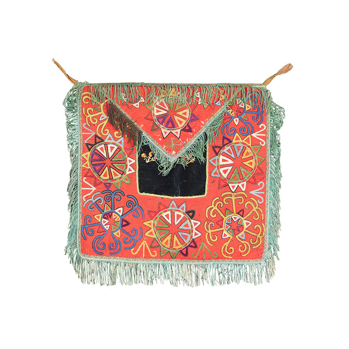 2'x2' Antique 19Th. Century Hand Embroidered Uzbek Mirror Bag Lakai Susani