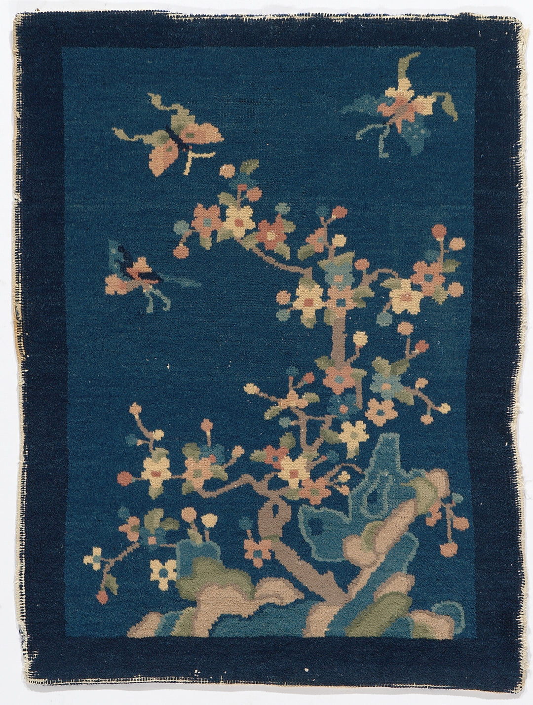 2'x3' Blue Floral Chinese Art Deco Rug