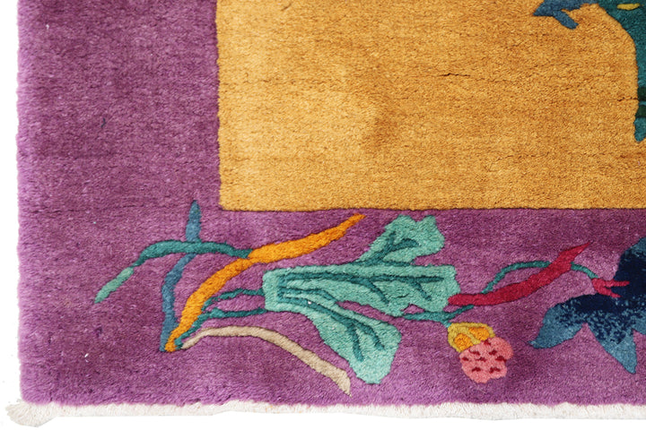 2'x4' Vintage Chinese Art Deco Rug | Small Rug | Floral Rug