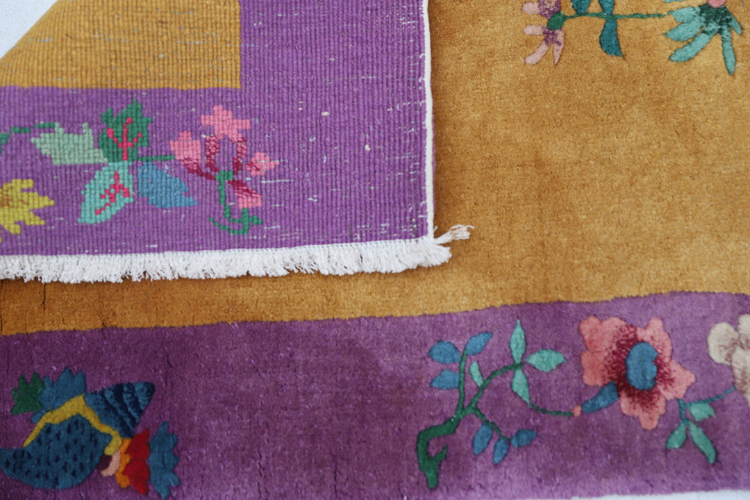 2'x4' Vintage Chinese Art Deco Rug | Small Rug | Floral Rug