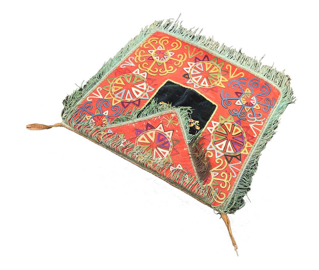2'x2' Antique 19Th. Century Hand Embroidered Uzbek Mirror Bag Lakai Susani