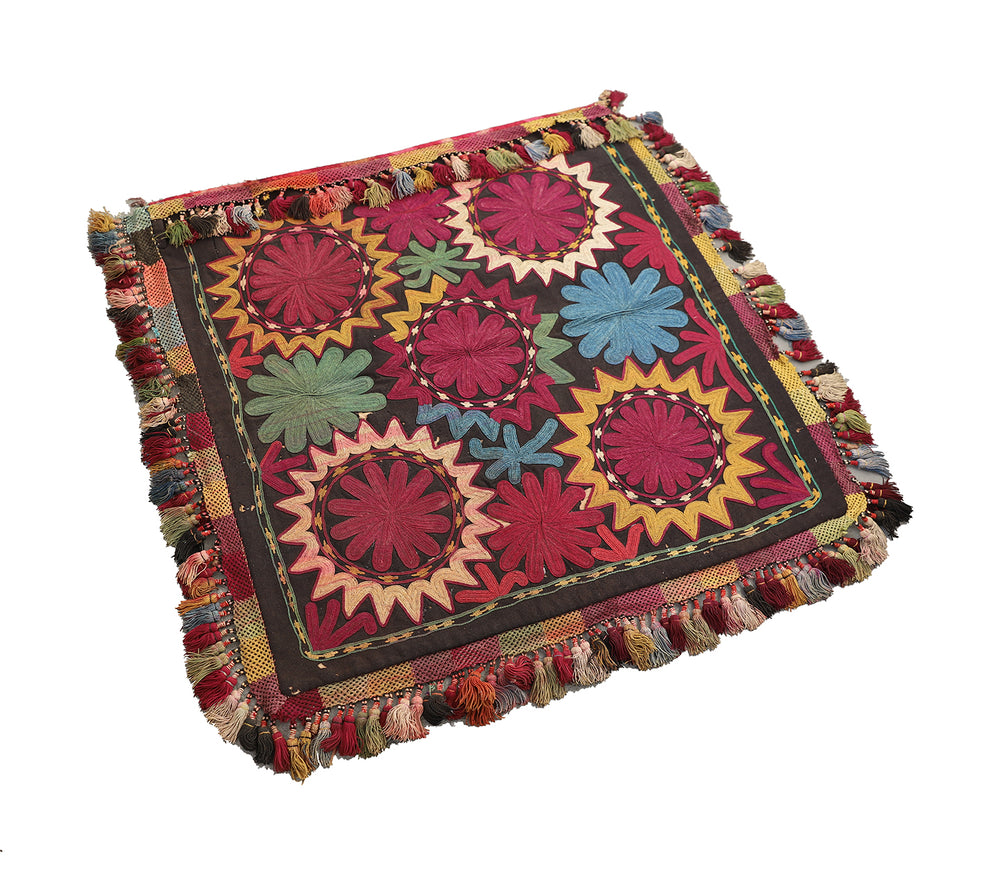 2' x 2' Antique Uzbek Laqai Textile | Collectible Afghan Decorative Piece