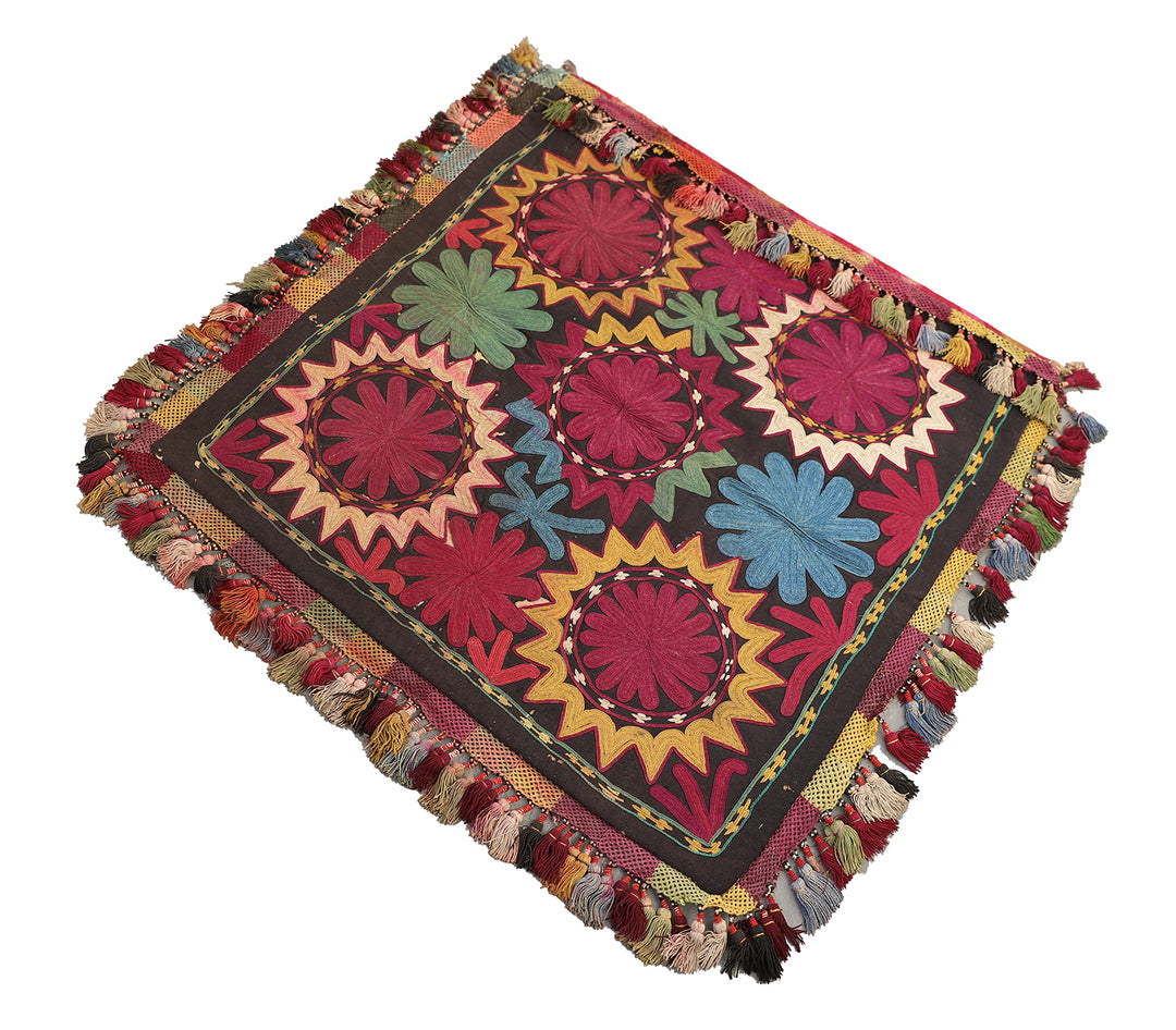 2' x 2' Antique Uzbek Laqai Textile | Collectible Afghan Decorative Piece