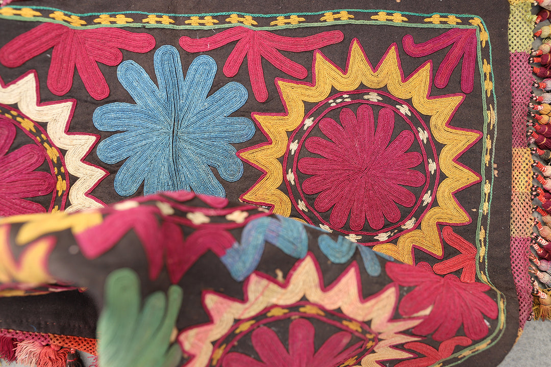 2' x 2' Antique Uzbek Laqai Textile | Collectible Afghan Decorative Piece