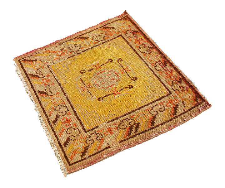 2'x2' Antique Khotan Rug | Hand Knotted | Collectible Organic Wool
