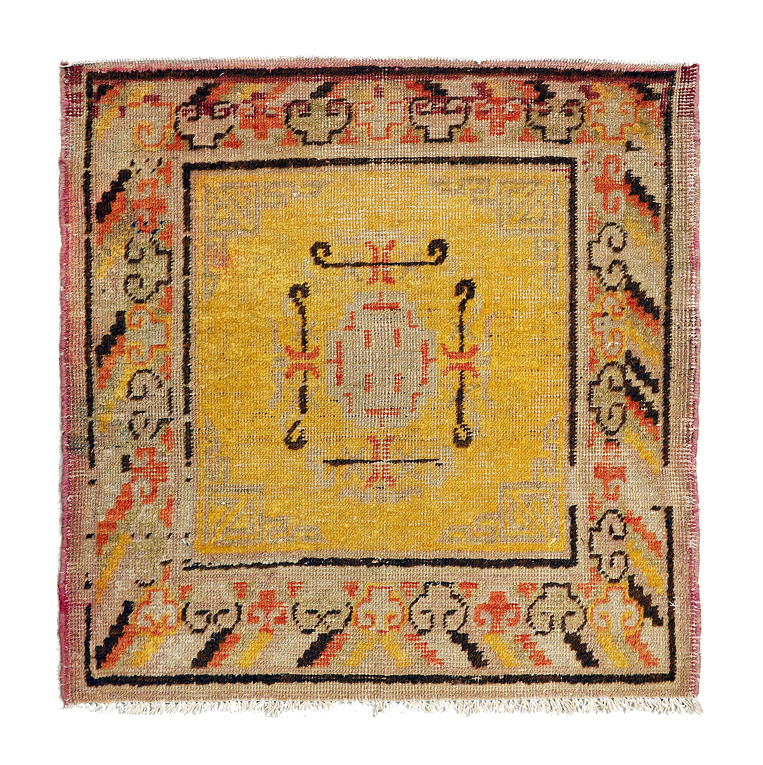 2'x2' Antique Khotan Rug | Hand Knotted | Collectible Organic Wool