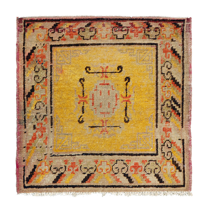2'x2' Antique Khotan Rug | Hand Knotted | Collectible Organic Wool