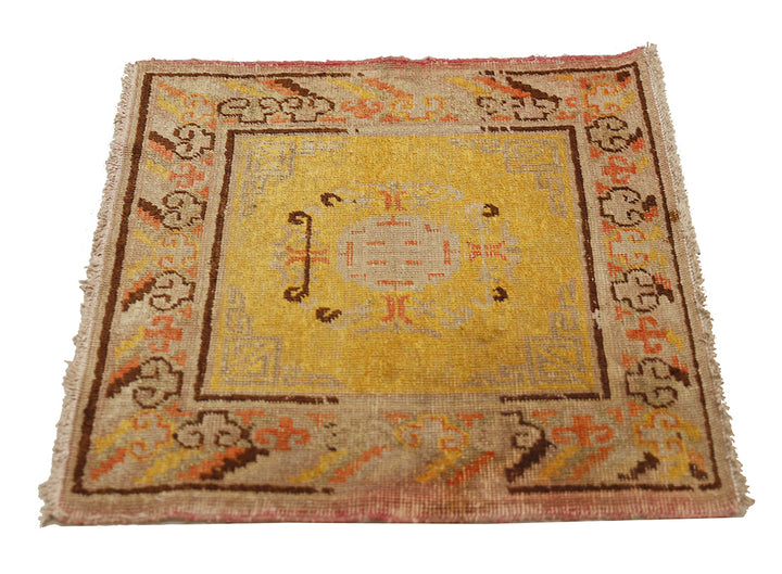 2'x2' Antique Khotan Rug – Handwoven Collectible in Organic Wool