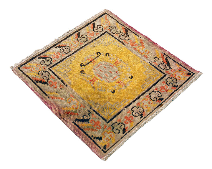 2'x2' Antique Khotan Rug – Handwoven Collectible in Organic Wool