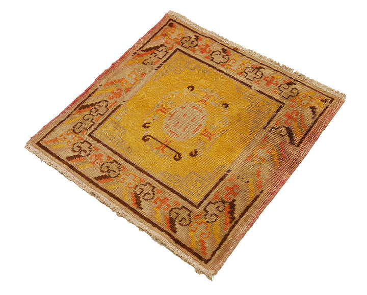 2'x2' Antique Khotan Rug – Handwoven Collectible in Organic Wool