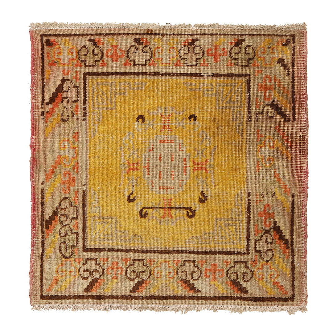 2'x2' Antique Khotan Rug – Handwoven Collectible in Organic Wool