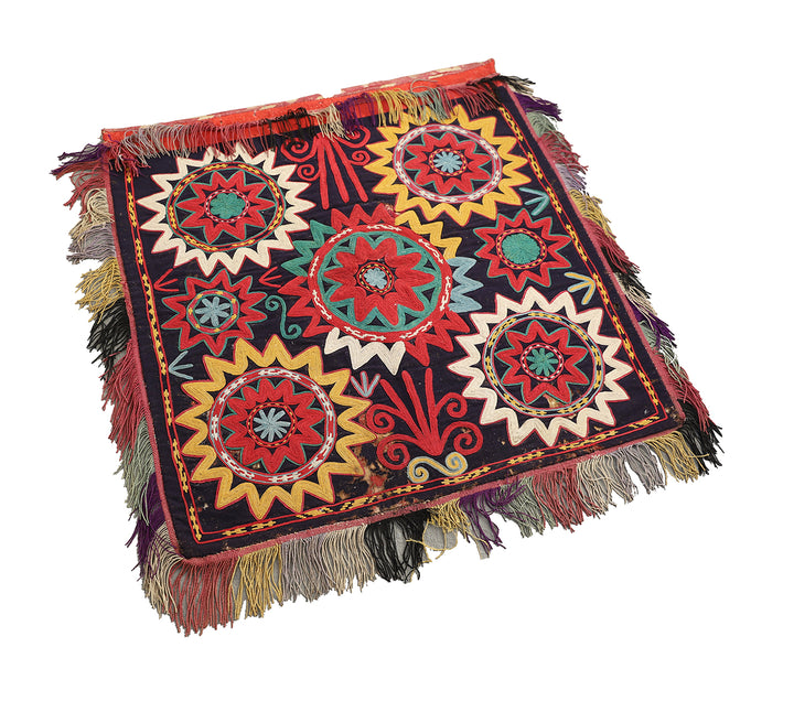 2'x2' Antique Uzbek Laqai Embroidered Textile | Unique Collectable