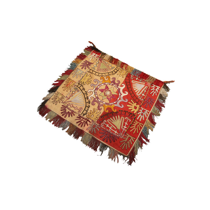 2'x2' Antique Uzbek Laqai Suzani Textile | Decorative Textile