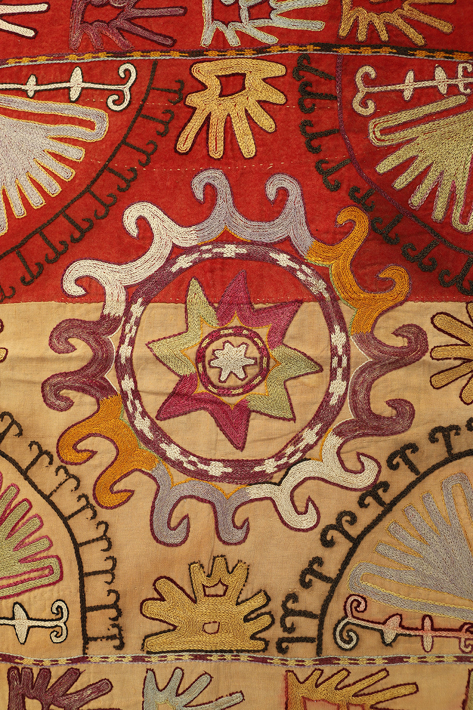 2'x2' Antique Uzbek Laqai Suzani Textile | Decorative Textile